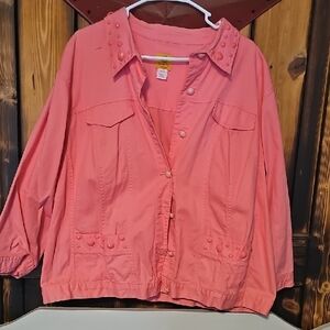Ruby Rd. Coral Jean Jacket with Studded Collar